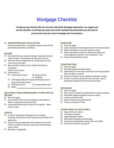 mortgage loan paperwork checklist Reader