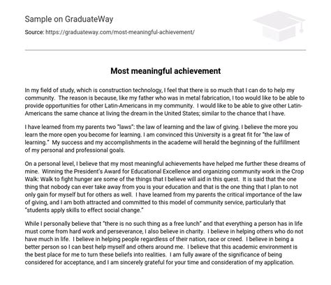most meaningful achievement essay Epub