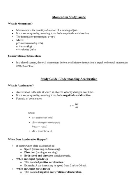 motion and momentum study guide PDF