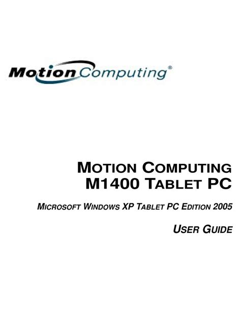 motion computing m1400c laptops owners manual Reader