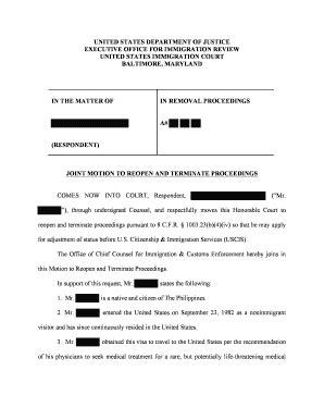 motion to reopen immigration sample Kindle Editon