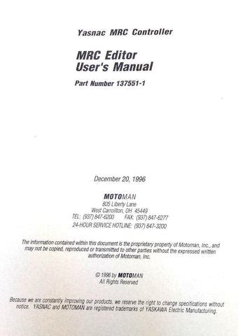 motoman mrc controller operation manual pdf Doc