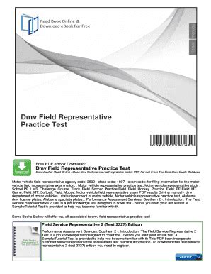 motor vehicle field representative sample test Reader