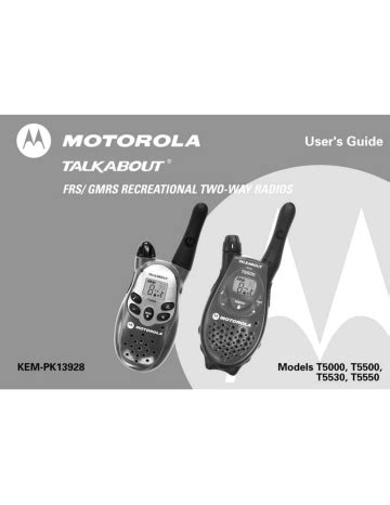 motorola talkabout t5500 user manual Kindle Editon