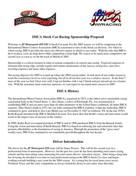 motorsports sponsorship proposal template Doc