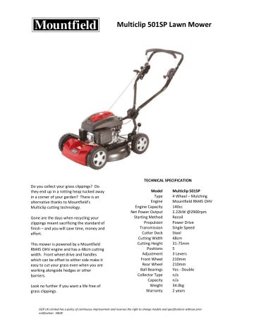 mountfield multiclip 501sp user guide PDF