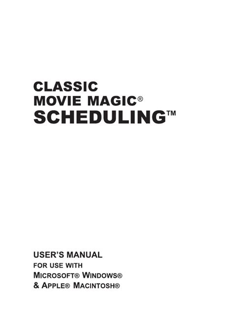movie magic scheduling manual pdf PDF