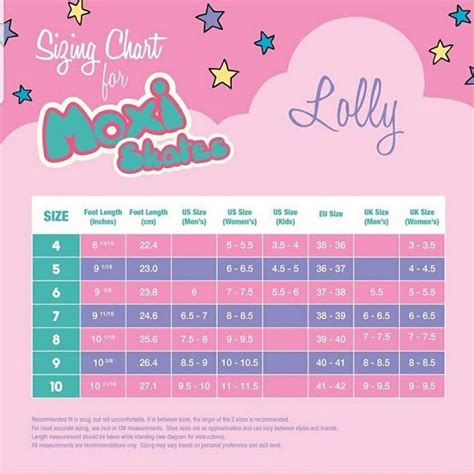 Moxi Lolly Size Chart