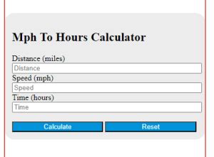 mph to hours calculator