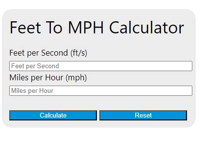 mph to seconds per feet