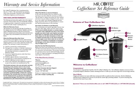 mr coffee coffeesaver set user guide Kindle Editon