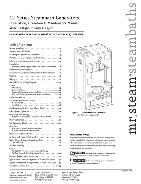 mr steam cu1400ac3 generators owners manual PDF