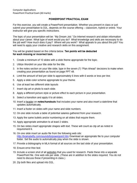 ms powerpoint practical question paper PDF