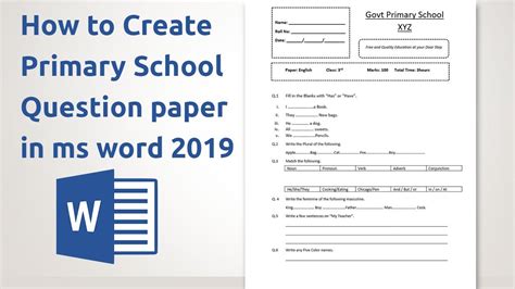 ms word how preparing a question paper PDF