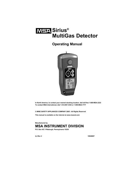 msa sirius multigas detector manual pdf Epub