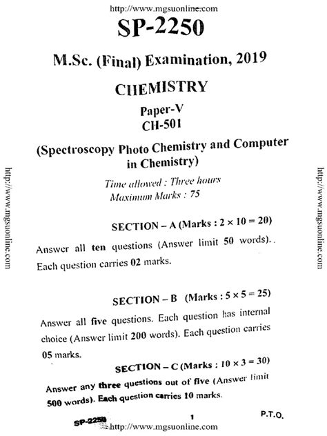 msc chemistry spectroscopy question papers PDF