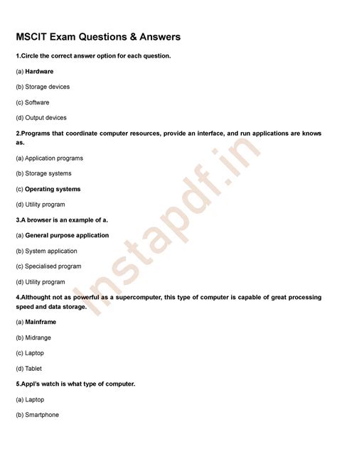 mscit question paper 2011 Epub