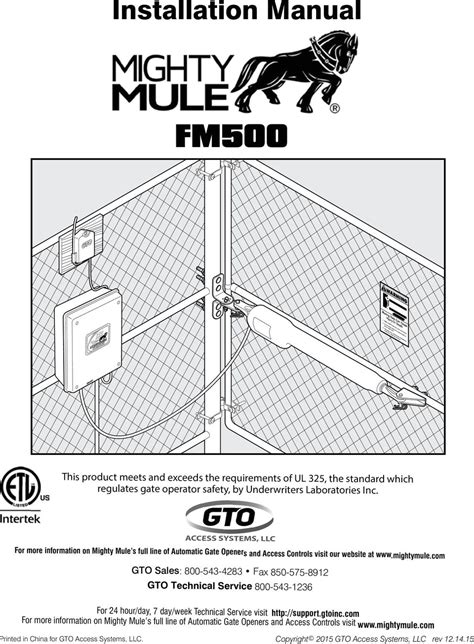 mule gate opener manual Reader