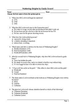 multiple choice questions for wuthering heights Kindle Editon