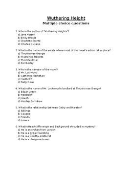 multiple choice questions for wuthering heights Kindle Editon