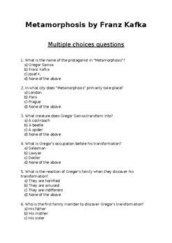 multiple choice the metamorphosis kafka Epub