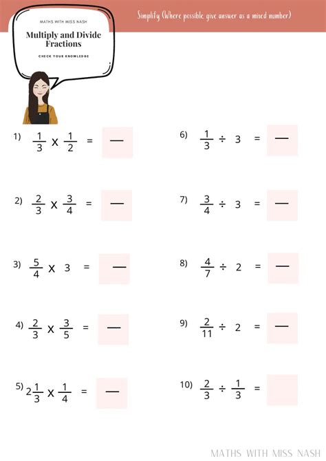 multiplying and dividing fractions worksheets