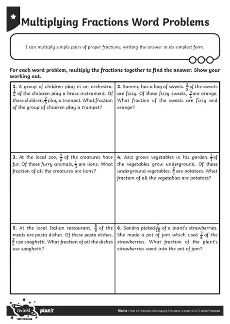 multiplying fractions word problems