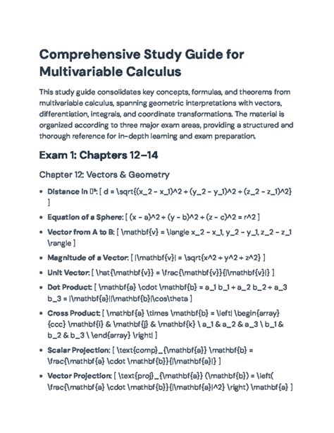 multivariable calculus study guide Kindle Editon