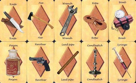 murder weapons in cluedo