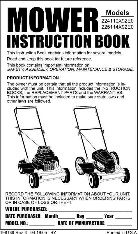 murray 20 lawn mower manual Kindle Editon