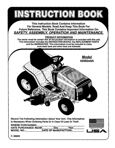 murray 42 inch riding mower manual PDF