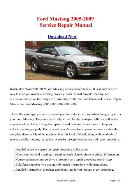 mustang 2005 manual pdf PDF