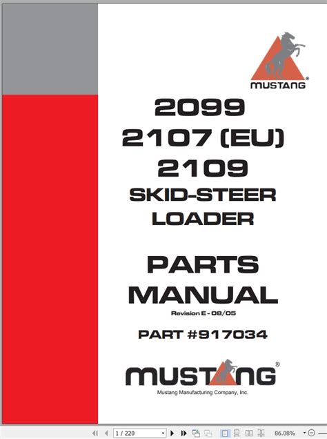 mustang 2099 2107 2109 parts manual user guide PDF