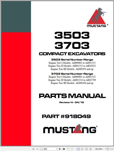 mustang 3503 3703 parts manual user guide PDF