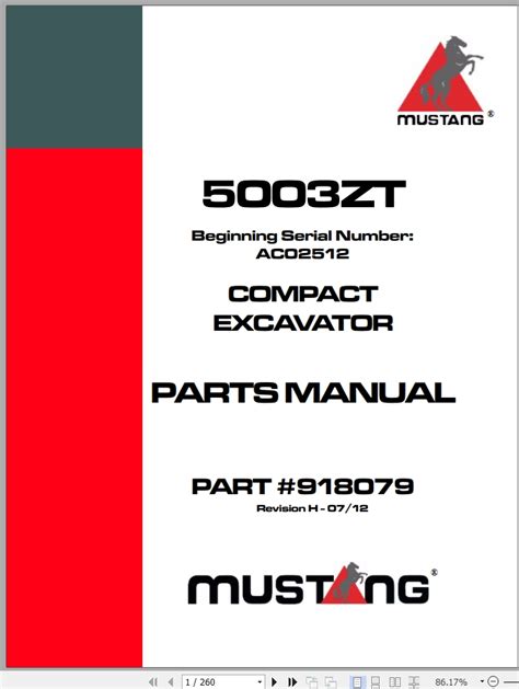 mustang 5003zt parts manual user guide Kindle Editon