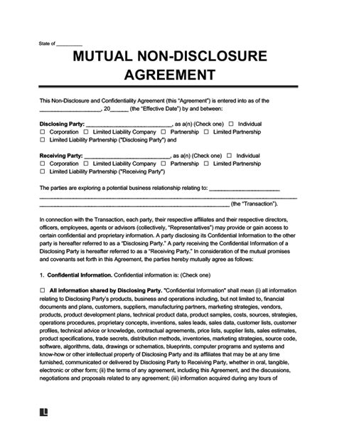 mutual non disclosure agreement