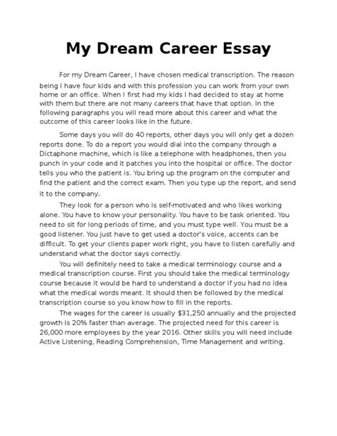 my dream job essay actress Kindle Editon