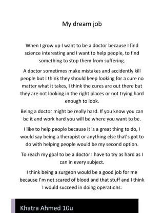 my dream job essay doctors Doc