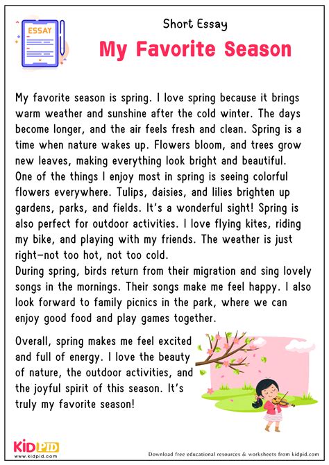 my favorite season essay for grade 3 Kindle Editon