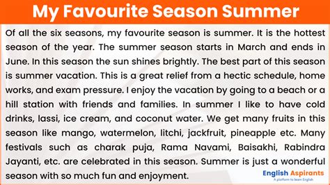 my favourite season summer essay Epub