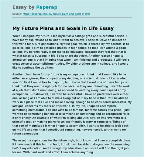 my future plan essay english Doc