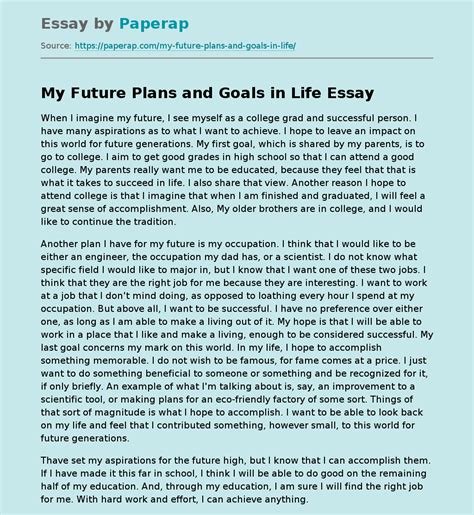 my goals in life essay examples Reader