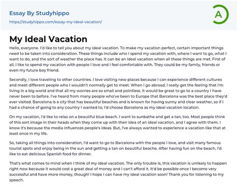 my ideal holiday destination essay Epub