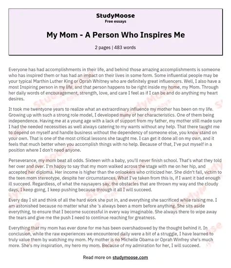 my mom inspires me essay Doc