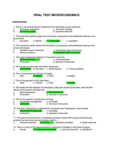 my pearson microeconomics test answers PDF