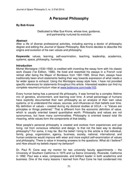 my personal philosophy paper PDF