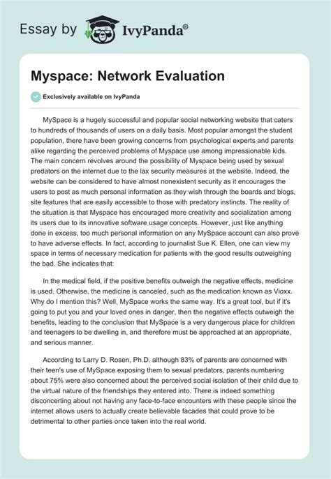 myspace and social networking essay PDF