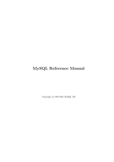 mysql 51 reference manual download PDF