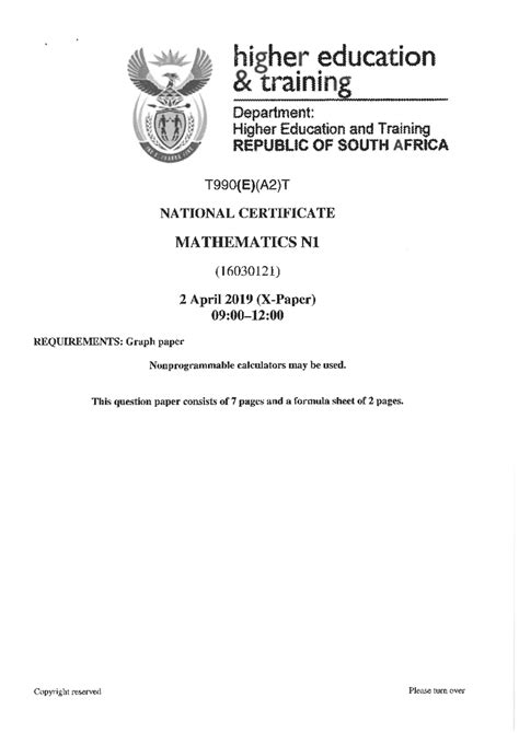 n1 mathematics question papers Epub