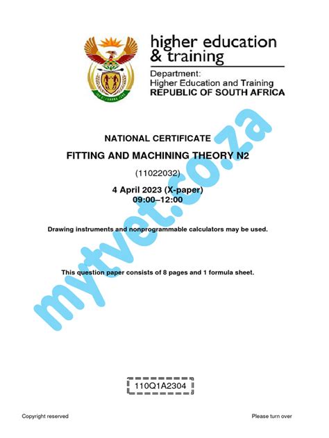 n2 fitting and machining memorandum question papers Kindle Editon